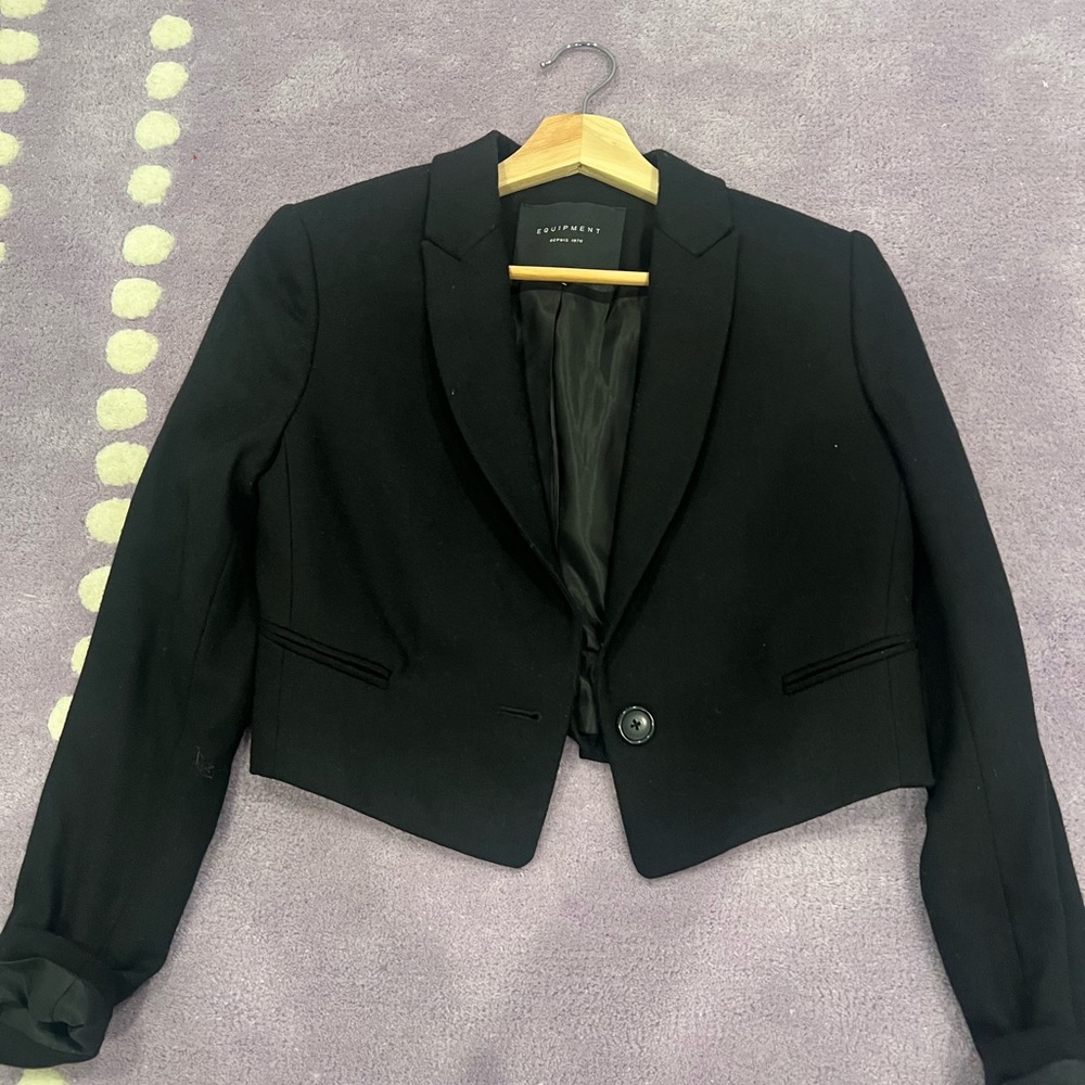 Cropped Black Blazer by Equipment